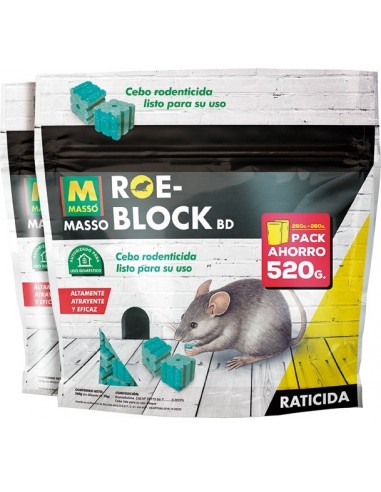 Raticida roe-block 231535 2x1 260g + 260g de roe