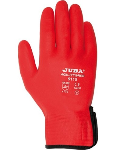 Guante nylon/nitrilo foam h5115 t-10 rojo de juba caja de 10