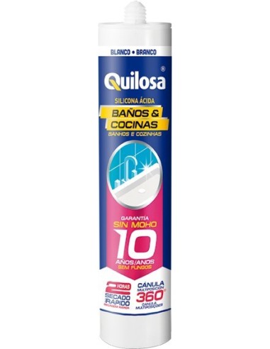 Silicona baño/cocina 43737 280ml blanco de quilosa caja de 12