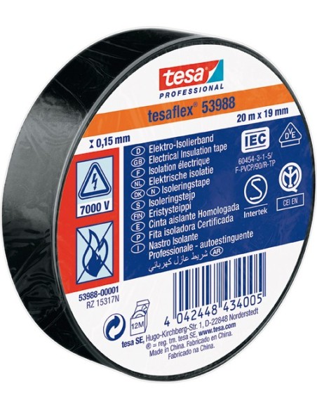 Cinta aislante 53988-25mx25mm blanca de tesa-tape caja de 10
