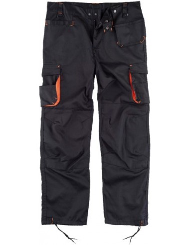 Pantalon multibolsillos wf1619 negro/naranja t-38 de workteam