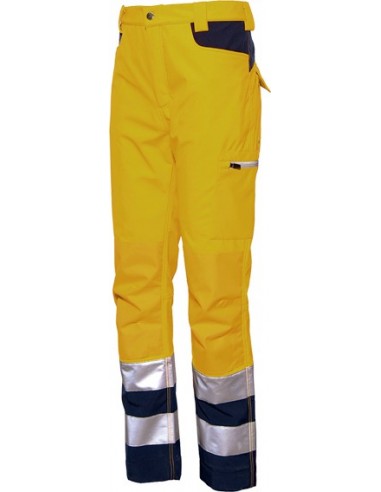 Pantalon gordon alta visibilidad amarillo fluo/azul4510 talla-s