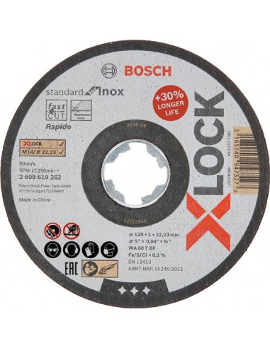 Disco x-lock standard inox 125x1x22,23mm de bosch construccion