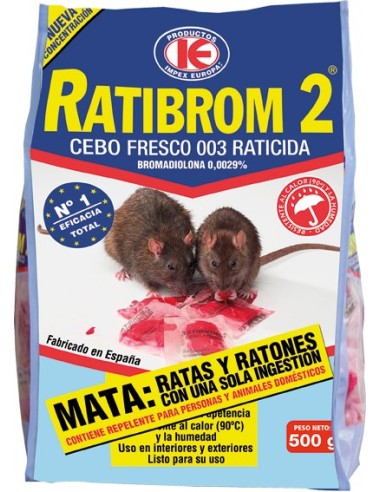 Raticida cebo fresco ratibrom 20x500gr de impex caja de 20