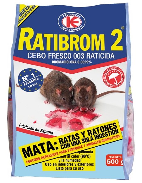 Raticida cebo fresco ratibrom 20x500gr de impex caja de 20