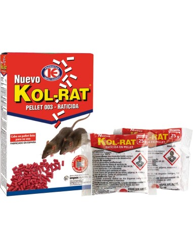 Raticida pellet kol-rat 150gr de impex caja de 36 unidades