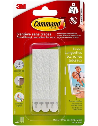 Tira adhesiva command 17207 blanca 4pz de 3m caja de 10 unidades