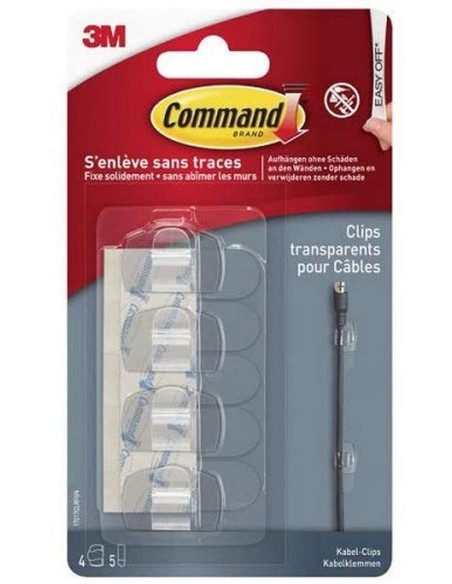 Gancho command 17017clr 4u+5tiras transparente de 3m caja de 9 unidades