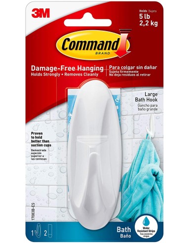 Gancho command 17083b 1u+2tiras blanco de 3m caja de 5 unidades