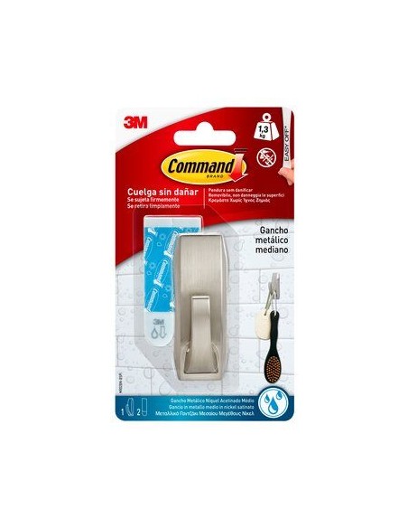 Gancho command mr02bnb 1u+2tiras niquel de 3m caja de 6 unidades