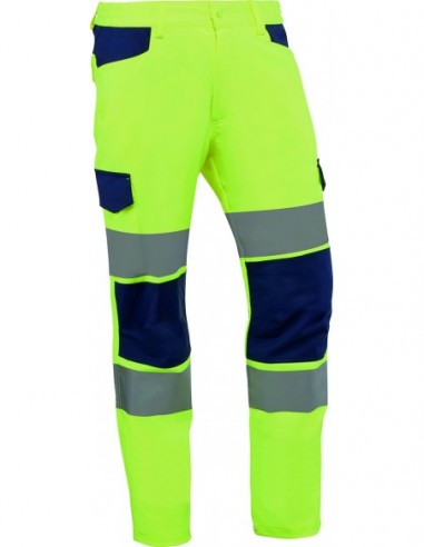 Pantalon makati alta visibilidad amarillo/azul hv745 talla s de