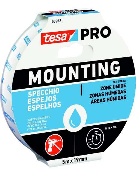 Cinta doble cara espejos 66952-10mx19mm blanco de tesa-tape