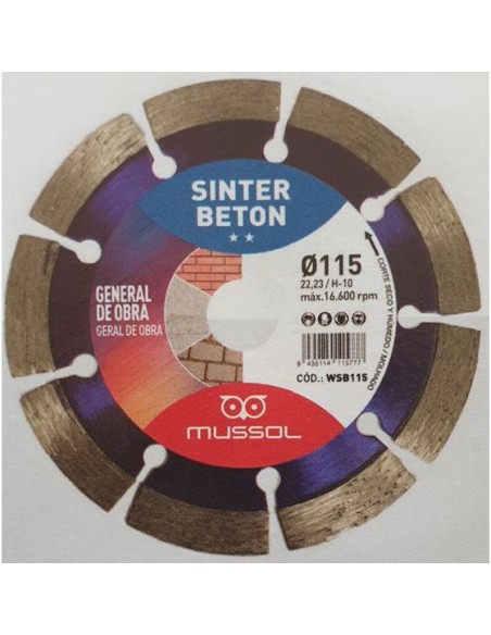 Disco diamante sinter beton wsb230x22,23 de unifer+