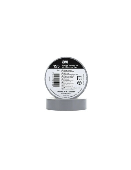 Cinta aislante temflex 155 20mx19mm gris de 3m caja de 10 unidades