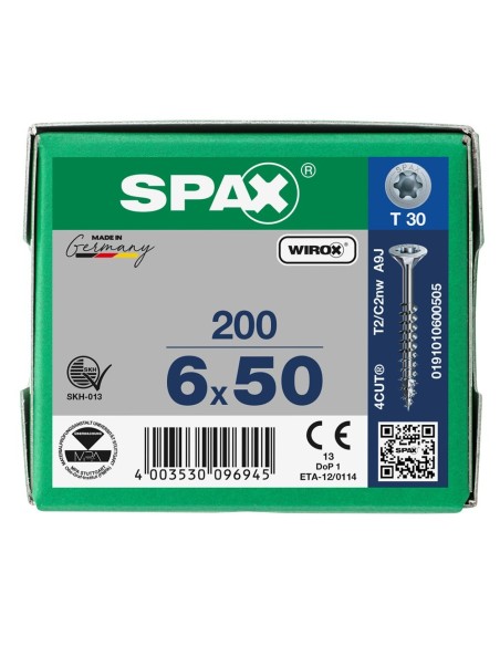 Tornillo spaxs wirox(galva) torx pr 6x050 de spax caja de 200