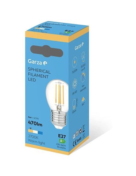 Bombilla led fil esf 3,4we27 470lm 5000k de garza caja de 6 unidades