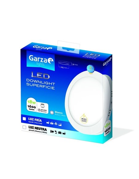 Downlight circsup ø225 18w 6500k blanco de garza