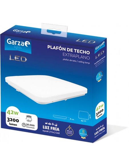 Plafon led cuad ø480mm 36w 3200lm 4000k de garza