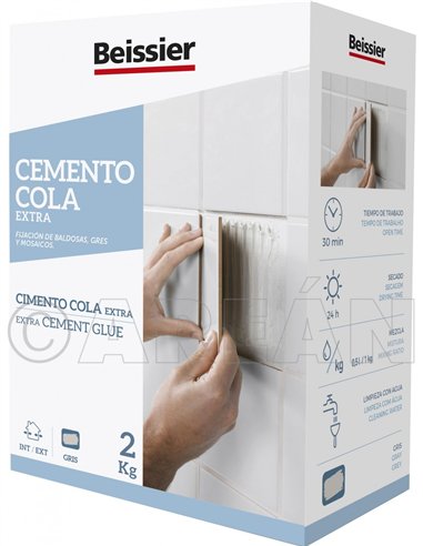 Cemento cola extra polvo 2kg de beissier caja de 10 unidades