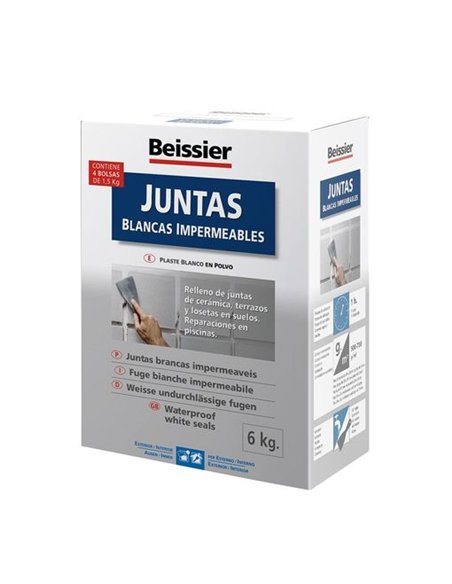 Juntas blancas impermeables polvo 1,5kg de beissier caja de 10 unidades