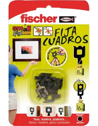 Fija cuadros negro 518168 blister de fischer caja de 20 unidades