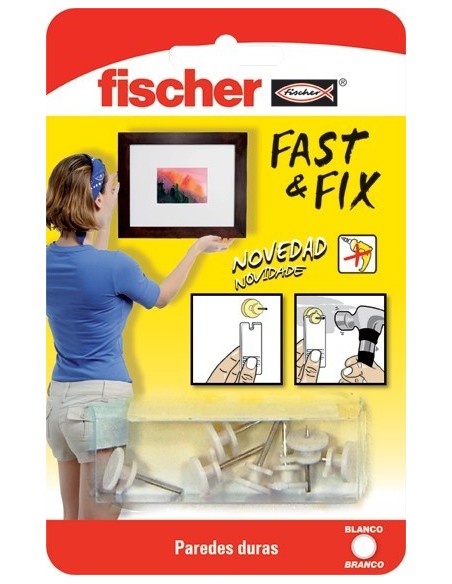 Colgador cuadros 534843 fast&fix 1pun bl de fischer caja de 10