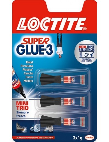Pegamento super glue 3 trio12 2229418 de loctite caja de 12