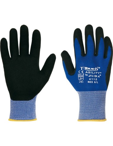 Guante nylon/nitrilo pu h4115 t-07 azul/negro de juba caja de