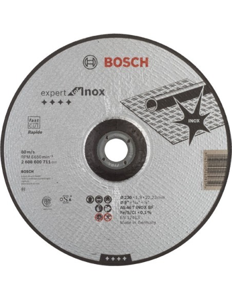 Disco concavo as46t inoxidable bf 230x1,9x22,2 de bosch