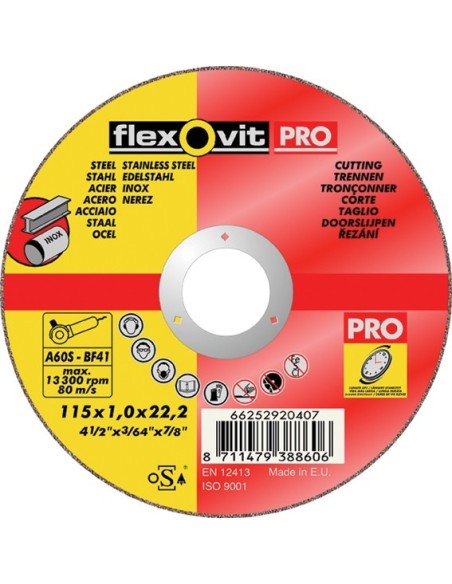 Disco flexovit inoxidable a60sbf41 115x1,0x22 de flexovit caja