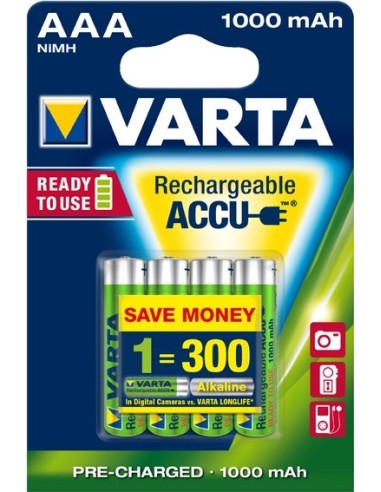 PILAS AAA recargables, Varta.