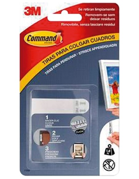 Tira adhesiva command 17202 blanca 8pz de 3m caja de 20 unidades