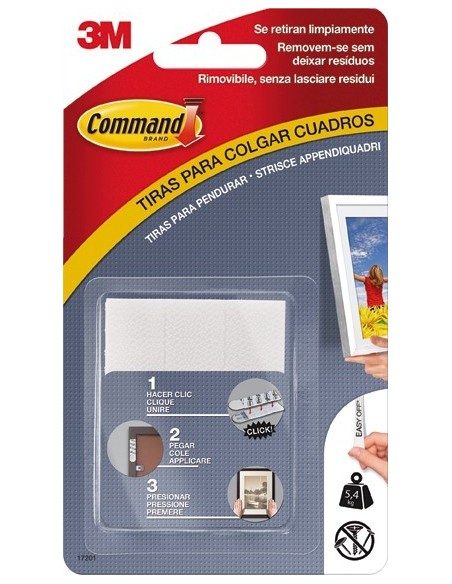 Tira adhesiva command 17201blk negra 8pz de 3m caja de 20