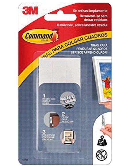 Tira adhesiva command 17206blk negra 8pz de 3m caja de 10