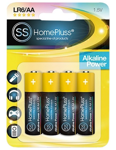 Pila alkalina homepluss lr06 (aa) bl(4) de marca caja de 10