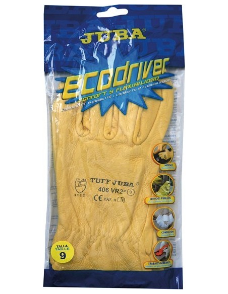 Guante flor vacuno b406vr2ª t-10 amarillo de juba caja de 12