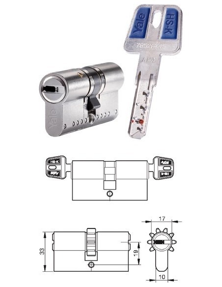 Cilindro seguridad hs-k hskmod3030l 30x30 lt de yale