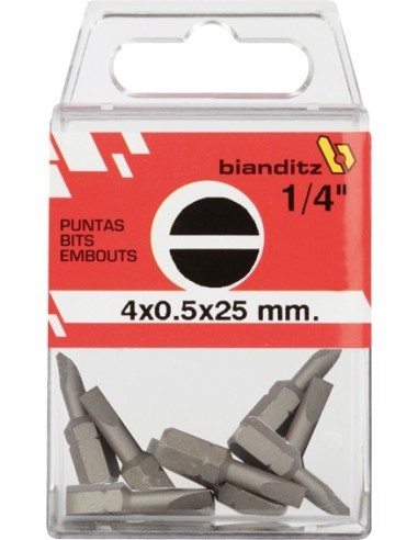 Blister 10 puntas destornillador 238803-4,5x0,6x25 1/4 de