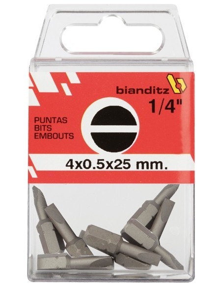 Blister 10 puntas destornillador 238808-8,0x1,6x25 1/4 de