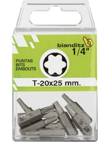 Blister 10 puntas destornillador 238817 t-27x25 1/4" de bianditz