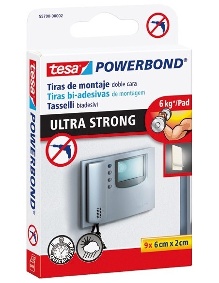 Cinta doble cara ultrastrong 55790-6x2cm 9pz de tesa-tape caja