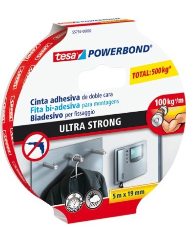 Cinta doble cara ultrastrong 55792-5mx19mm de tesa-tape caja de