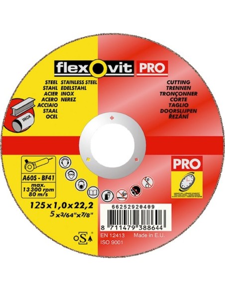 Disco flexovit inoxidable a60sbf41 125x1,0x22 de flexovit caja